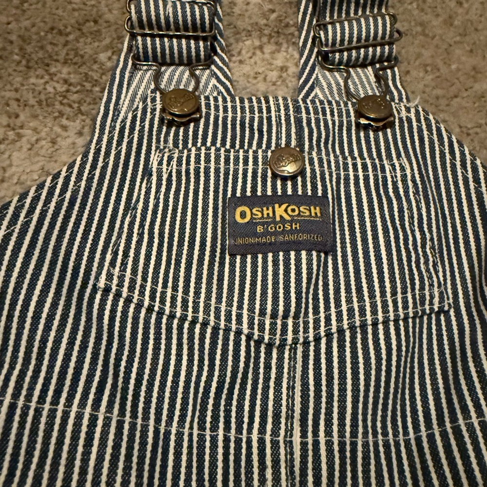 OshKosh B'gosh Navy and White Striped Overalls